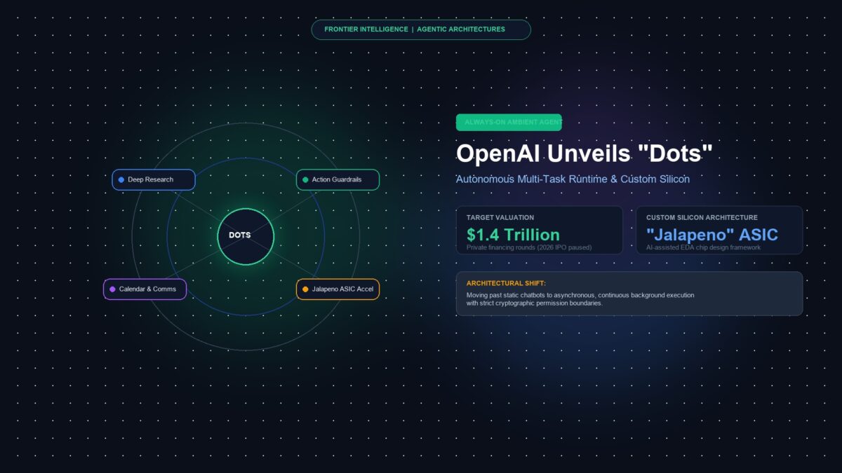 OpenAI Dots autonomous ambient agent architecture and Jalapeno ASIC hardware roadmap