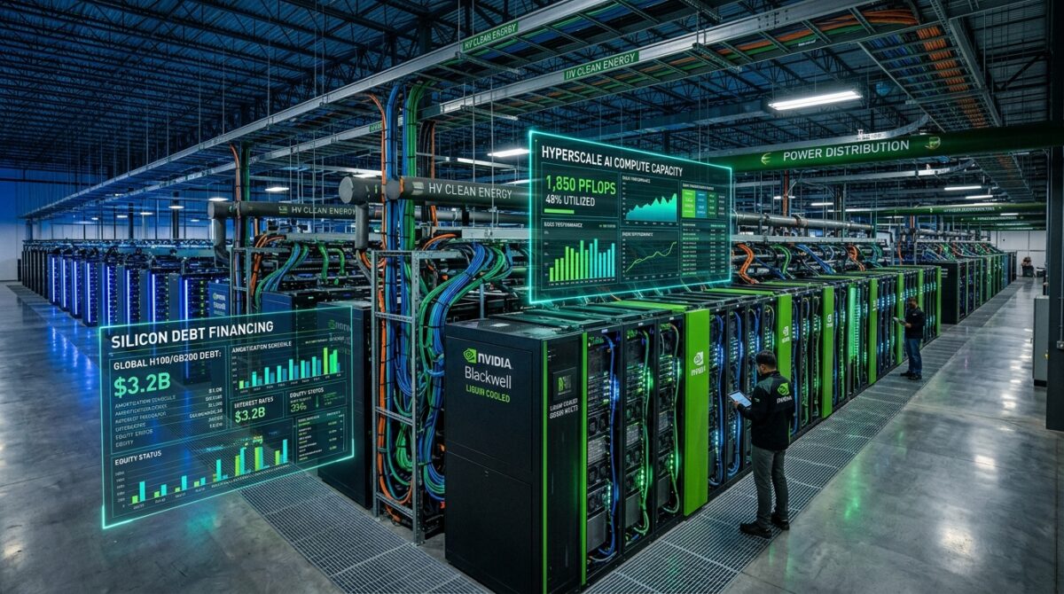 NVIDIA Blackwell liquid-cooled supercomputing cluster with compute capacity analytics and silicon debt financing